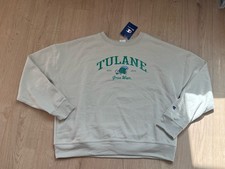 Champion Tulane Green Wave Crewneck Sweatshirt Cream Logo Mens L NWT picture