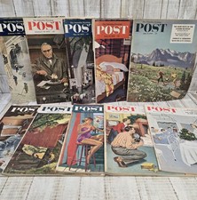 Lot Of 10 Saturday Evening Post 1954 MCM Post War USA Advertising VTG Rare HTF picture