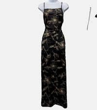 Vintage Maxi Dress Womens Smal Dark Garden Floral 90s Whimsigoth Y2K Black picture