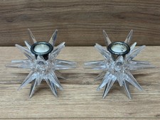 Vintage Atomic Sputnik Acrylic Lucite Starburst Candle Holders Pair Clear Decor picture
