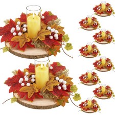 Best Alphatool 10 Set Fall Centerpieces for Tables with Wood Slices Maple Leaves picture