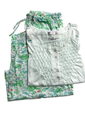 Size 1X PLUS Cozy Corner MINT GREEN Smocked Printed Capri Pant PJ Pajama Set picture