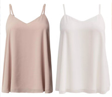LOT OF 2, Torrid Sophie Swing Cami BEIGE & WHITE 2 Layer Chiffon Tank Top 00/10 picture