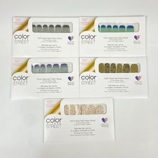 NIB Color Street Lot Of 5 ALL Glitter Nail Strips Neutral Blue Black + FREE GIFT picture