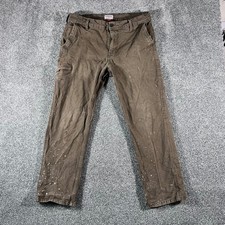 Weatherproof Vintage Mens 34x29 Relaxed Fit Canvas Work Pants Brown Splatter picture