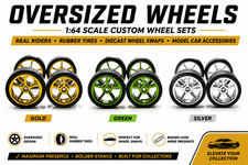 OVERSIZED WHEEL SETS (M) 1:64 Custom Wheel Sets Rubber Tires Diecast Swaps picture