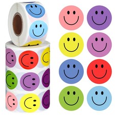 2000Pcs Smiley Face Stickers - 4 Rolls Happy Cute Multicolor picture