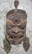 Rare Antique Lakhe Demon Mask Nepal Tribal Tibetan Primitive Art picture