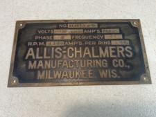 Vintage Brass Allis-Chalmers Machinery Plaque picture