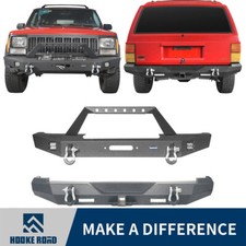 Hooke Road Front Bumper or Rear Bumper w/ Led Light Fit 84-01 Jeep Cherokee XJ picture