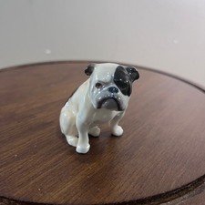 Vtg Royal Doulton Bone China English Bulldog Figurine Black White Patch England picture
