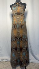 Derek Heart S Paisley Halter Maxi Dress | Brown Teal Boho NWOT picture