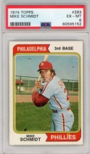 Graded 1974 Topps Mike Schmidt #283 2nd Year Baseball Card PSA 6 EX-MT picture