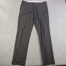 J Crew Bowery Pants Mens 33x32 Gray Flat Front 100% Cotton Straight Leg  picture