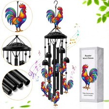 Large Rooster Wind Chimes Outdoor Garden Decor Colorful Aluminum Tubes Hanging picture