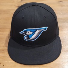 Vintage Toronto Blue Jays Hat New Era 7 1/2 Fitted Black MLB Made USA Authentic picture