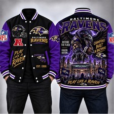 Baltimore Ravens Football Baseball Jacket - Play Like A Raven picture