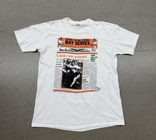 Vintage 1989 SF Giants Win Pennant MLB News Graphic T-shirt Men’s L White Retro picture
