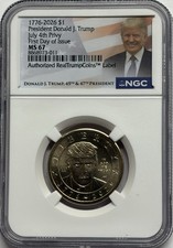 1776 2026 $1 Donald J. Trump 4th July Privy NGC ms67 First Day Of Issue FDOI FDI picture