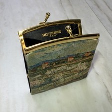 Vtg Saks Fifth Avenue Tapestry Coin Purse Italy Van Gogh Peach Trees in Blossom picture