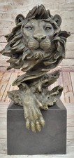 Hand Made African Lion Bust Museum Quality Bronze Sculpture by Barye Artwork picture