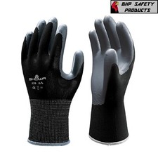 SHOWA ATLAS FIT 370 BLACK NITRILE GARDENING WORK GLOVES (SM, M, L, XL) picture