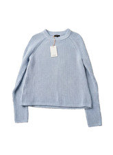 Quince Organic Cotton Sweater Women's Blue Fisherman Knit Crew Neck New picture