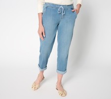Liverpool Los Angeles Women's Pants Sz 10 Rascal Tie Front Cuffed Blue A689239 picture