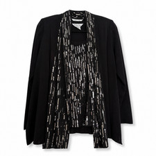 Misook Black White Embellished Cardigan M Shell L Knit 2 Piece Set picture