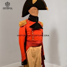 Men's British Brigidier General Officer Red Wool Tail Coat, 19th century Uniform picture