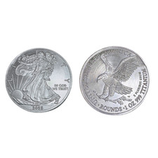 TWO 1 TROY OUNCE/OZ .999 Pure TITANIUM Metal Walking Liberty/Eagle Rounds/coins picture