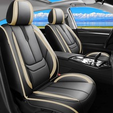Mazda 3 Seat Covers 2 Front 2009-2025 2026 Waterproof Leather Airbag Black-Beige picture