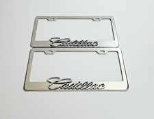 2 pcs Silver License Plate Frame for 3D Cadillac Logo  picture