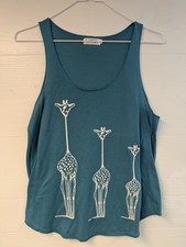 L.A. SOUL Women's Tank Top Blue Lightweight Scoop Neck Sleeveless Giraffe Size S picture