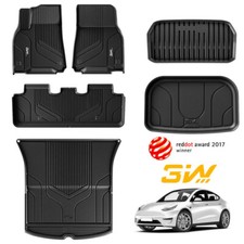 3W Floor Mats & Cargo Liner for Tesla Model Y 2020-2024 TPE All Weather Full Set picture