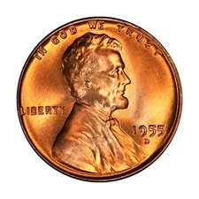 ✅ 1955 D Lincoln Wheat Cent Choice GEM BU RED Brilliant Uncirculated 1c Coin picture
