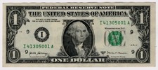 0790-Fancy Error $1 Bill-Heavy Black District  Number 9 Over Inking Smear Circ. picture