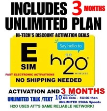 H2O ESIM ACT ✅ INCLUDES 3 MONTHS  H20 WIRELESS ✅ UNLIMITED ✅ 10GB - EVERY MONTH picture