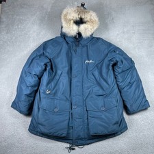 VTG Phat Farm Parka Jacket Mens XXXL Blue Down Fill Coyote Fur Hood Clymatec 90s picture