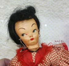 Spanish Flamenco Dance Doll Oil Cloth Doll Vintage Mid Century Folk Gift picture