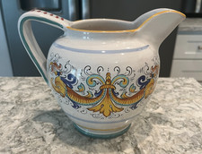 Vintage Italian Deruta Ruta Ceramiche Hand Painted Ceramic Pitcher Made In Italy picture