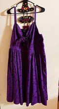 Torrid Retro Chic Tie-Front Skater Mini Dress Moon Bats Purple 3 picture