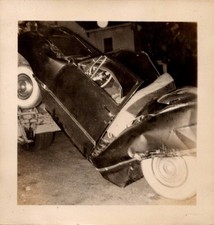 Vintage 1950s 1960s Black & White Photo Classic Car Accident Wreck Crash Scene picture