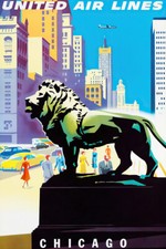 Visit Chicago Illinois Lion American Tourism Art Wall Room Poster - POSTER 20x30 picture