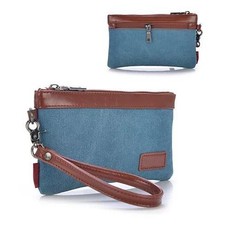 Stone Washed This & That Canvas Clutch and Wrist Let 2 in 1 Purse Fuschia Pink picture