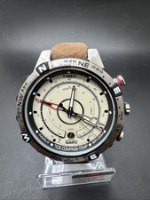 Timex Intelligent Quartz Tide Temp Compass T2N721 Silver Case Brown Strap Watch picture