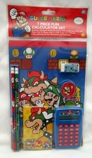 Unisex Super Mario Brothers & Friends 7 pc Calculator Stationary Set-Brand New picture