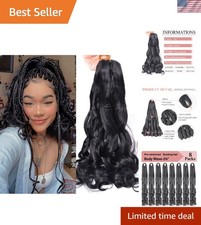 French Curly Braiding Hair 24 Inch Bouncy Loose Wavy 8 Packs Black | Syntheti... picture