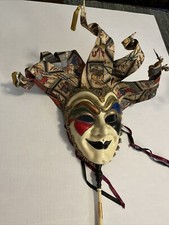 VINTAGE  ITALIAN CARNIVAL MASK MASQUERADE MARDIGRAS MASK ON STICK picture