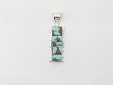 Steve Francisco Navajo Turquoise Cobblestone Sterling Silver Pendant picture
